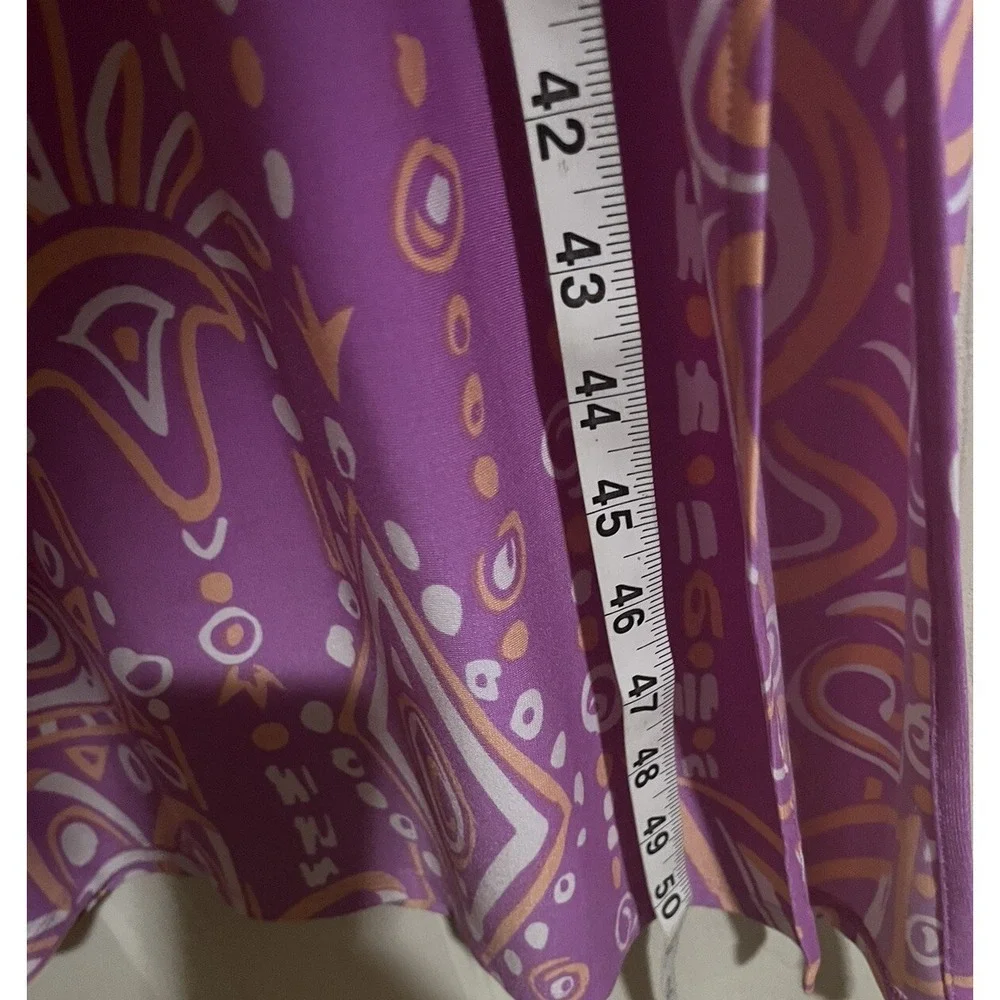 Bob Mackie Wearable Art Dress Size M‎ Purple Pink Maxi Kaftan Side Slit Retro